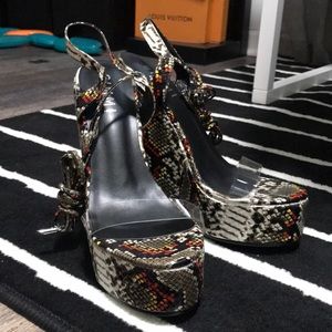 Snake Lace up Wedge Heels